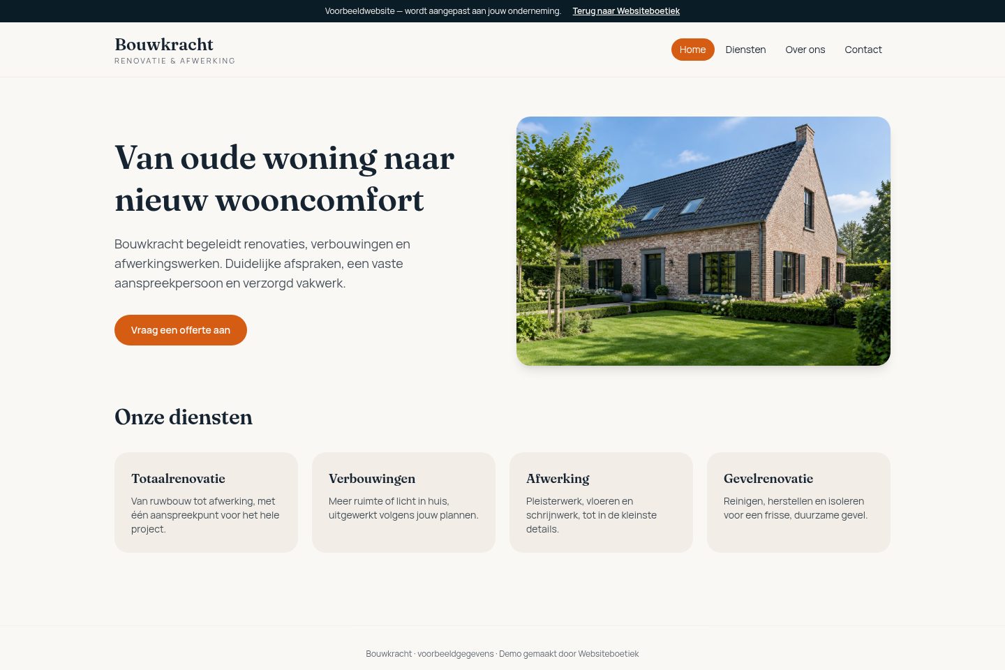 Voorbeeldwebsite Bouwkracht voor bouw en renovatie